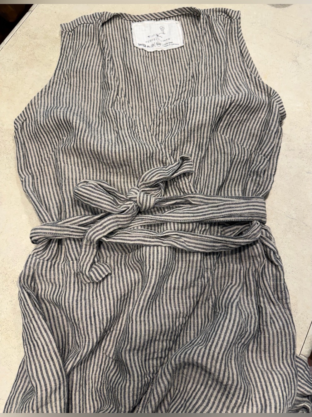not PERFECT LINEN S/M Striped Wrap Jumpsuit w/Waist Tie -  NWOT - Never worn! 😍